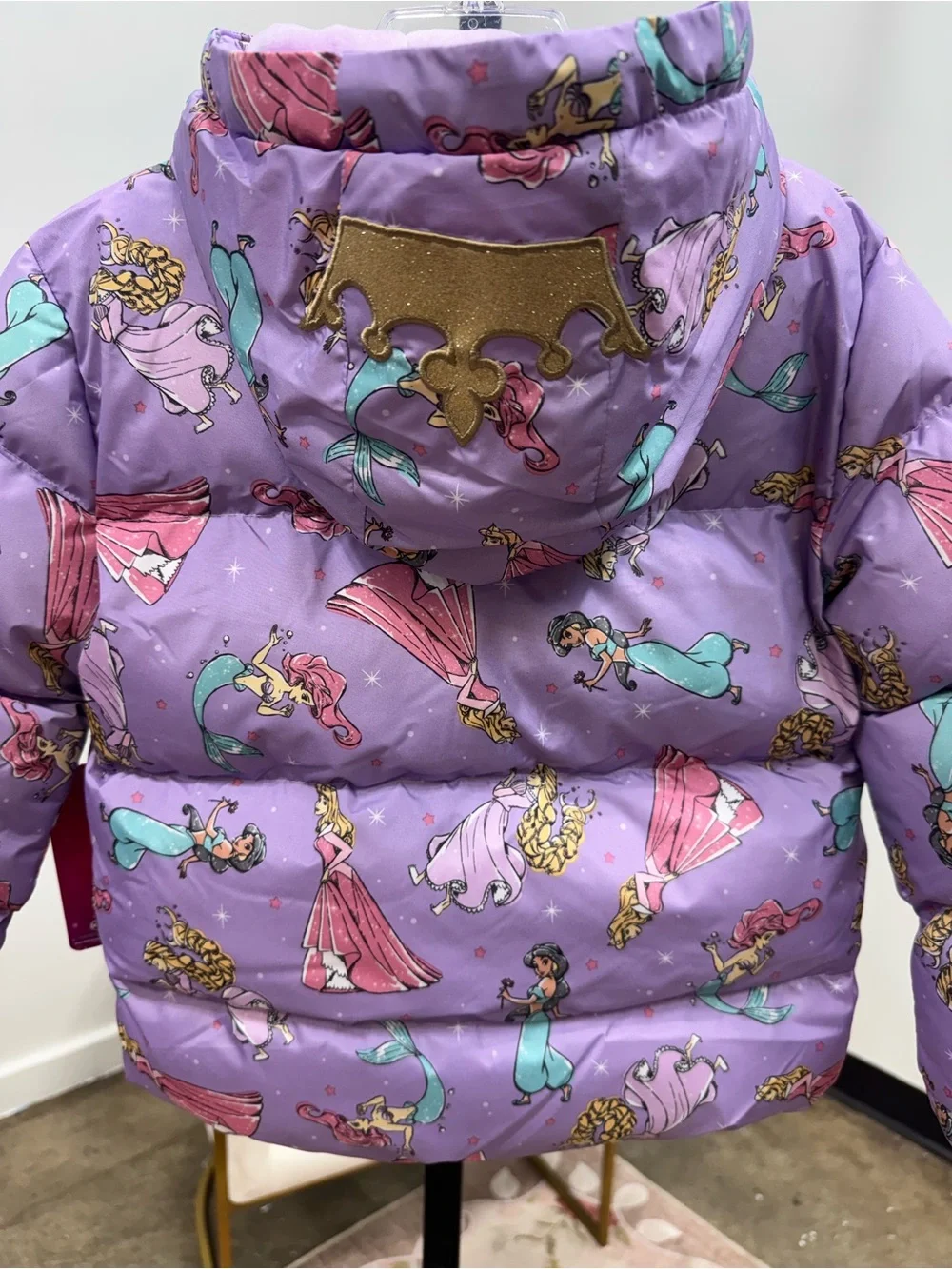 Disney Princess Girls Purple Puffer Jacket Hooded Fleece Lined 6/6X NWT